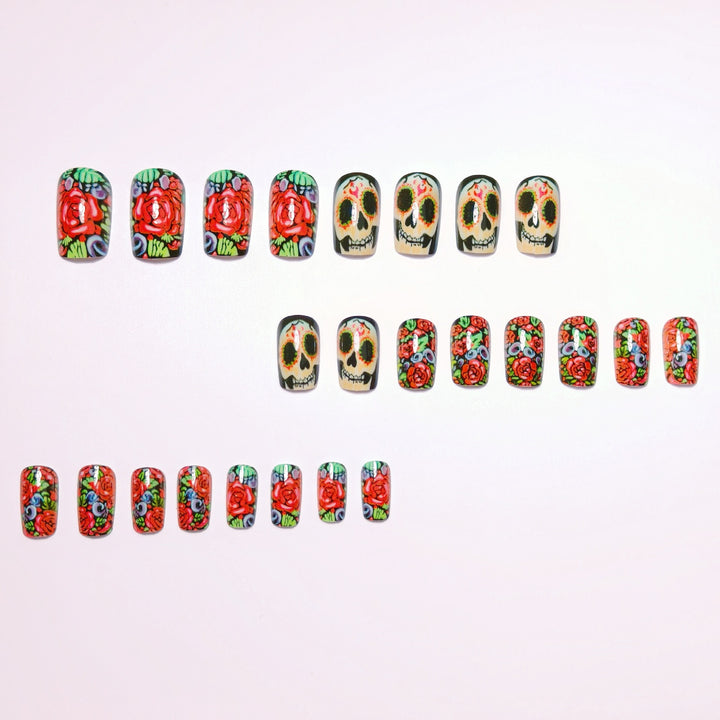 Art nail set with Vibrant Skull design Kalsten