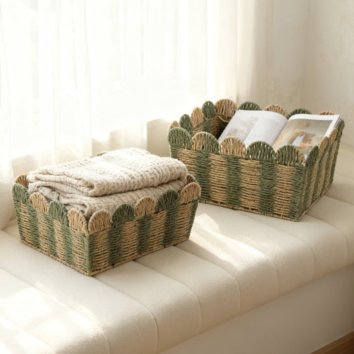 Decorative storage basket made of woven material Kalsten