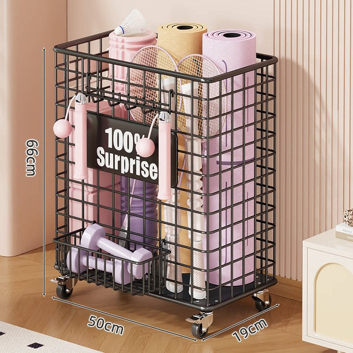Vertical Rolling Mesh Storage Cart with Locking Casters and Front Access Basket