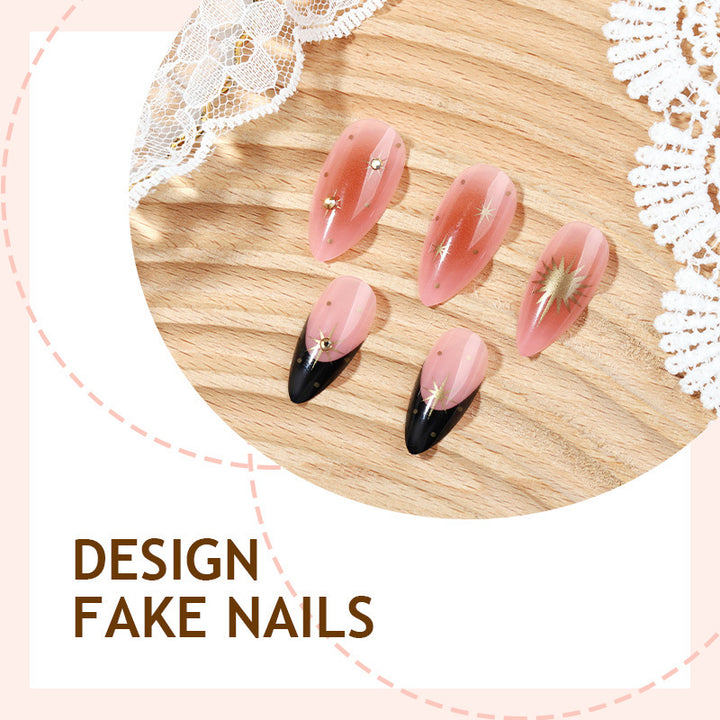 Artificial nail set with elegant flower and glitter decorations Kalsten