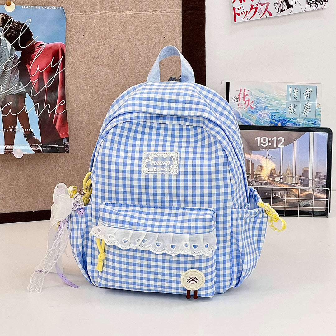 Cute Gingham Print School Backpack Kalsten