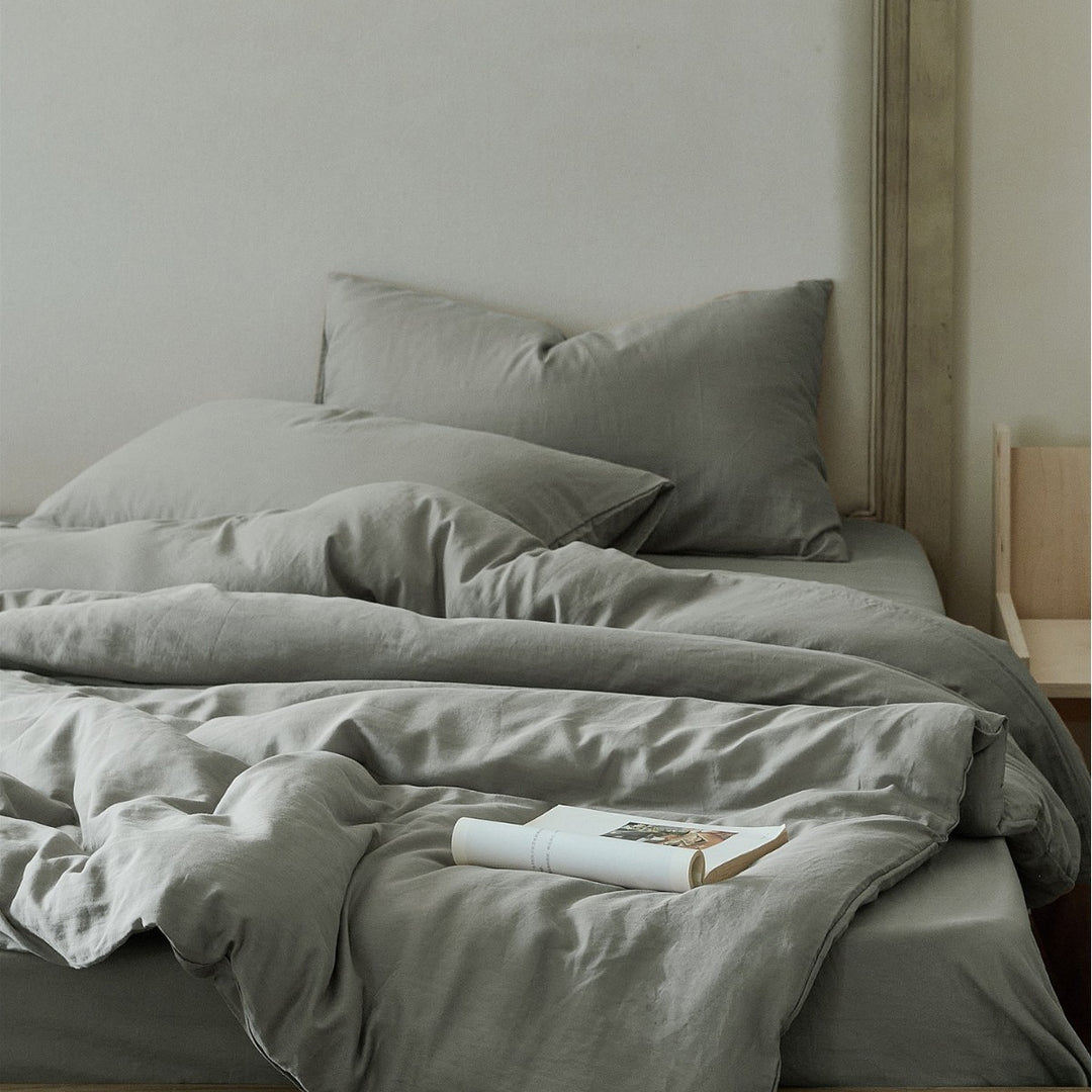 Breathable bedding set made of organic cotton with stonewash look