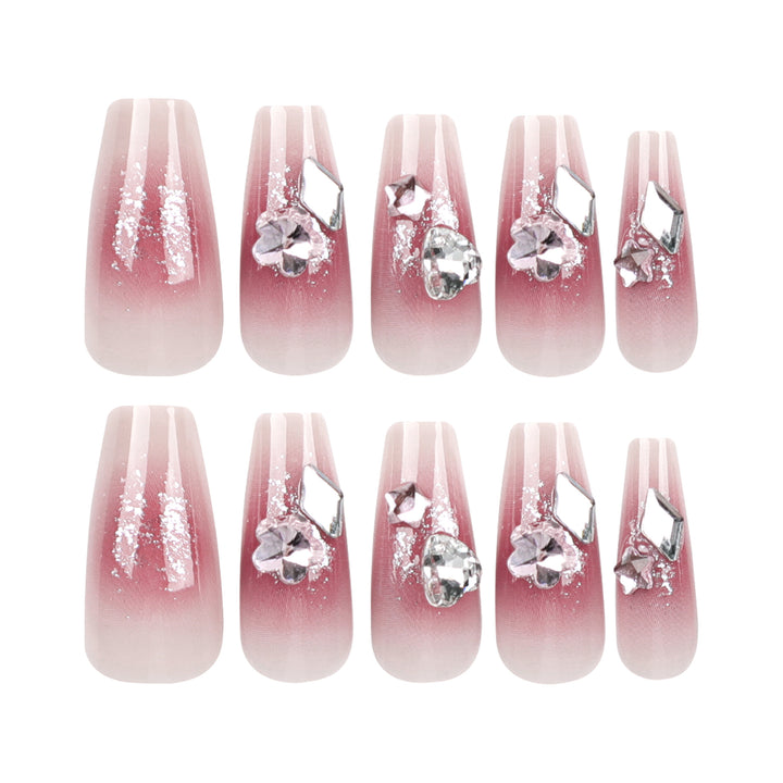 Glamorous artificial nails with glitter and crystal embellishment Kalsten