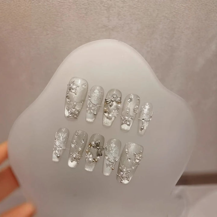 Frosted Decorative Design Press-On Nail Set