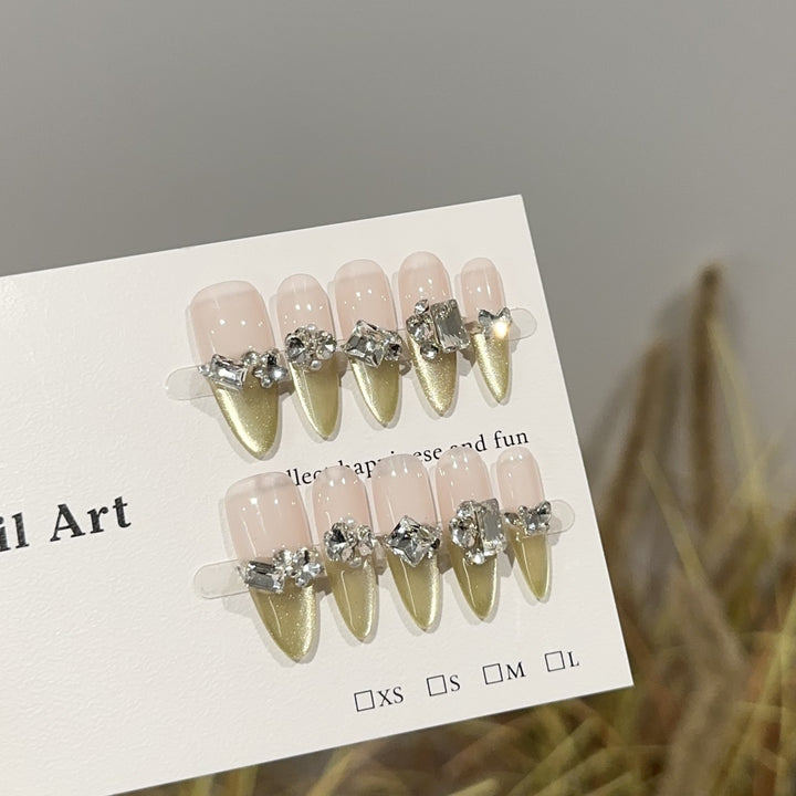 Glamorous Rhinestone-Embellished Press-On Nail Art