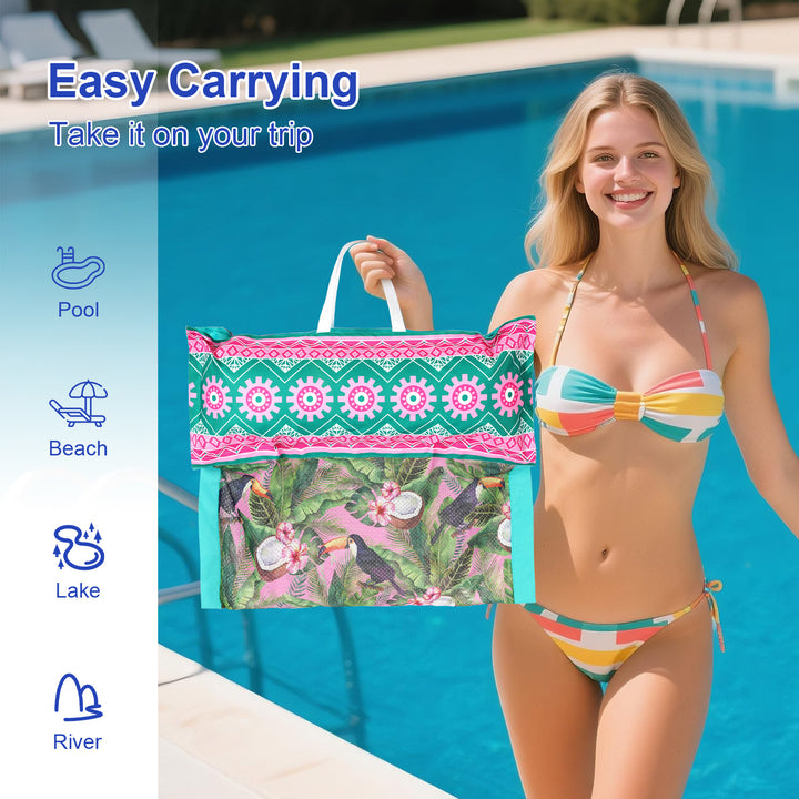 Women Inflatable Relaxation Lounge Chair with Colorful Plant Pattern Kalsten