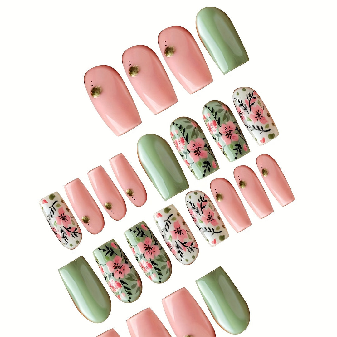 Botanical Floral Press-On Nail Art Kalsten