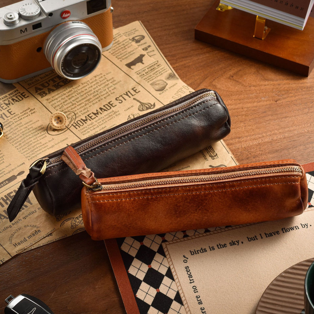Textured Leather Pencil Case