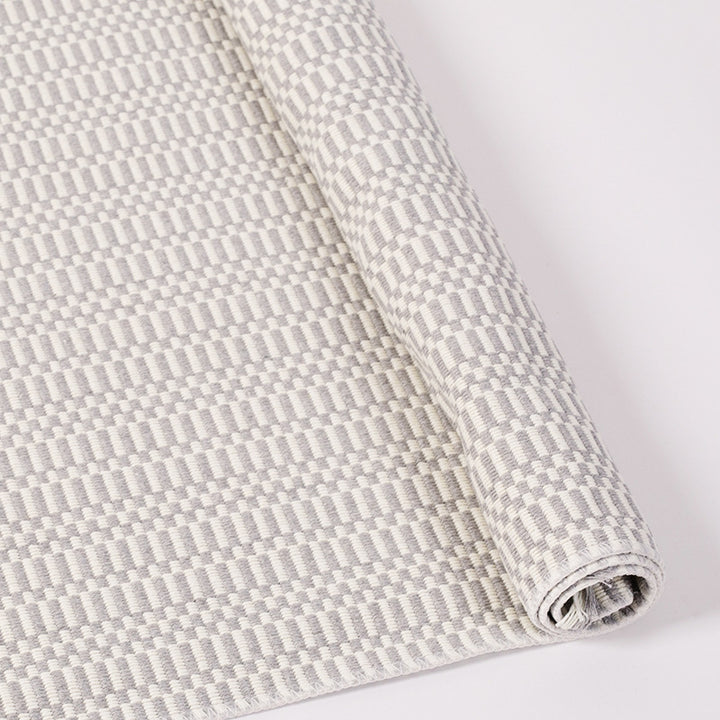Flat-woven cotton rug runner with geometric check pattern and easy-care surface Kalsten