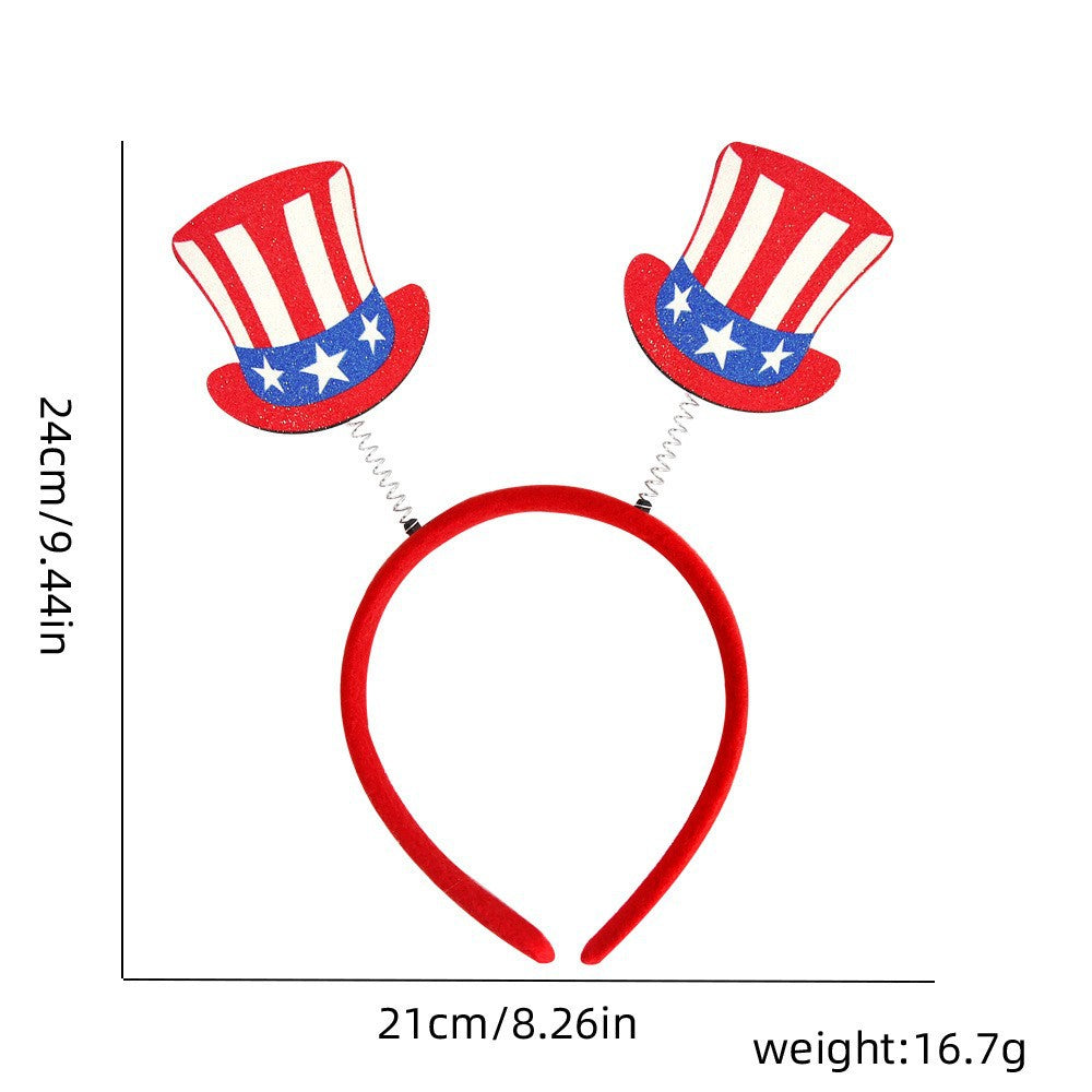 Women's Independence Day patriotic pompom headband with tinsel star toppers Kalsten