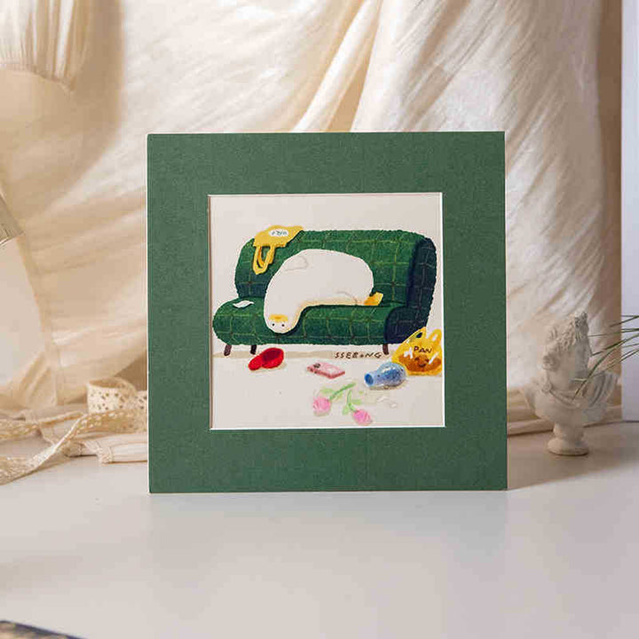 Artistic Cat Illustration Picture Frame for Home