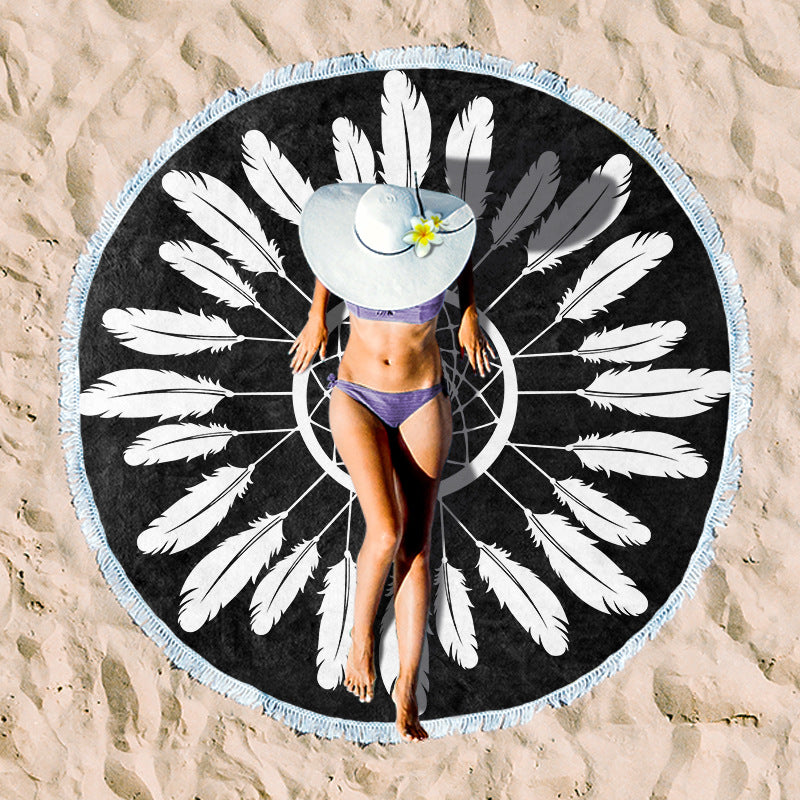 Rund beach towel with unique ethnic pattern Kalsten