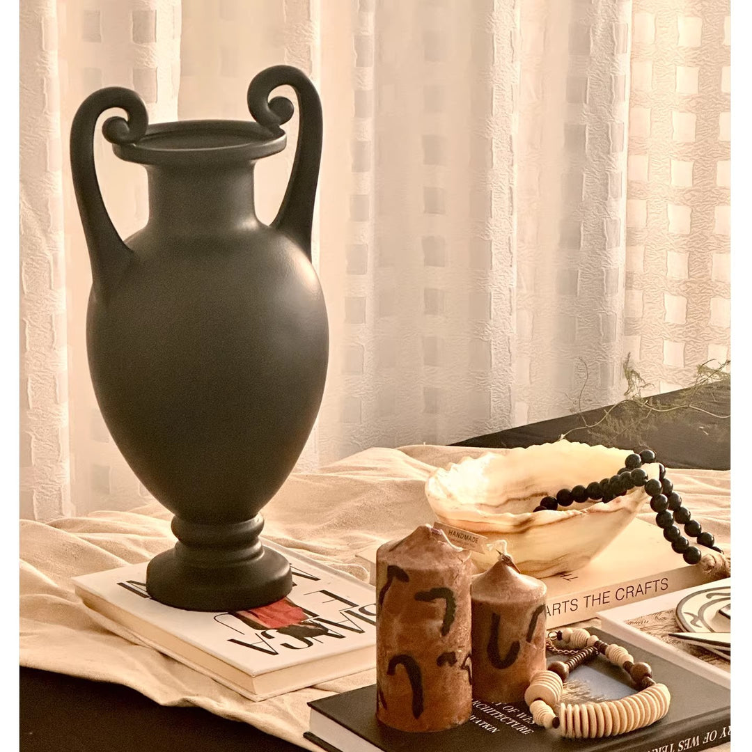 Elegant Decorative Matte Black Ceramic Vase