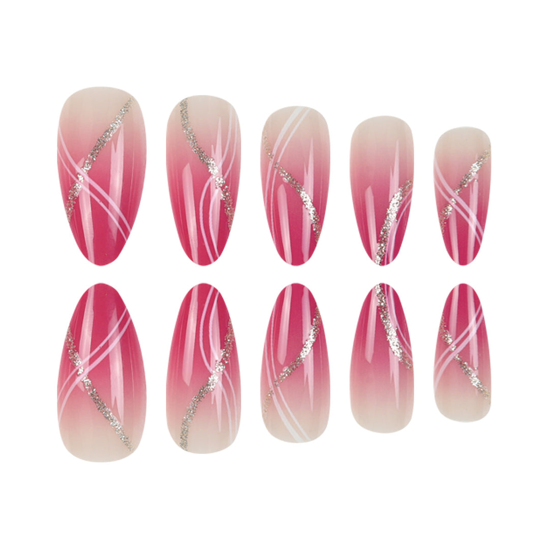 Elegant Stiletto Press-On Nail Art Set with Glitter Accents Kalsten