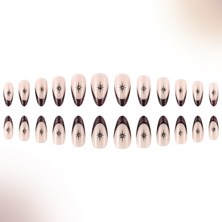 Glamorous Star-Embellished French Tip Nail Art Kalsten