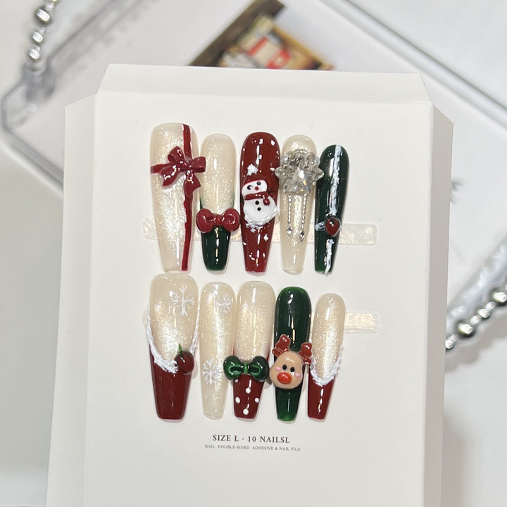 Snowflake-Inspired Glitter Press-On Nail Set Kalsten