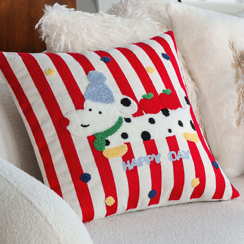 Rectangular plush decorative pillow with textured knit look and metal eyelets Kalsten