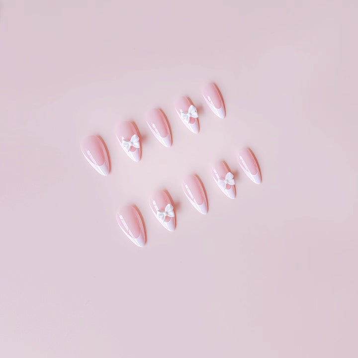 Artificial nail set with elegant 3D flowers and sparkling accents Kalsten