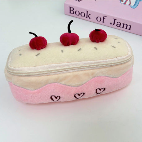 Adorable Plush Cake-Shaped Pencil Case