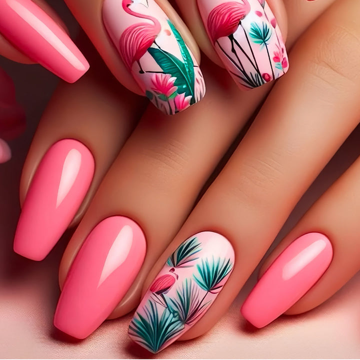 Floral Flamingo Press-On Nail Extensions Kalsten