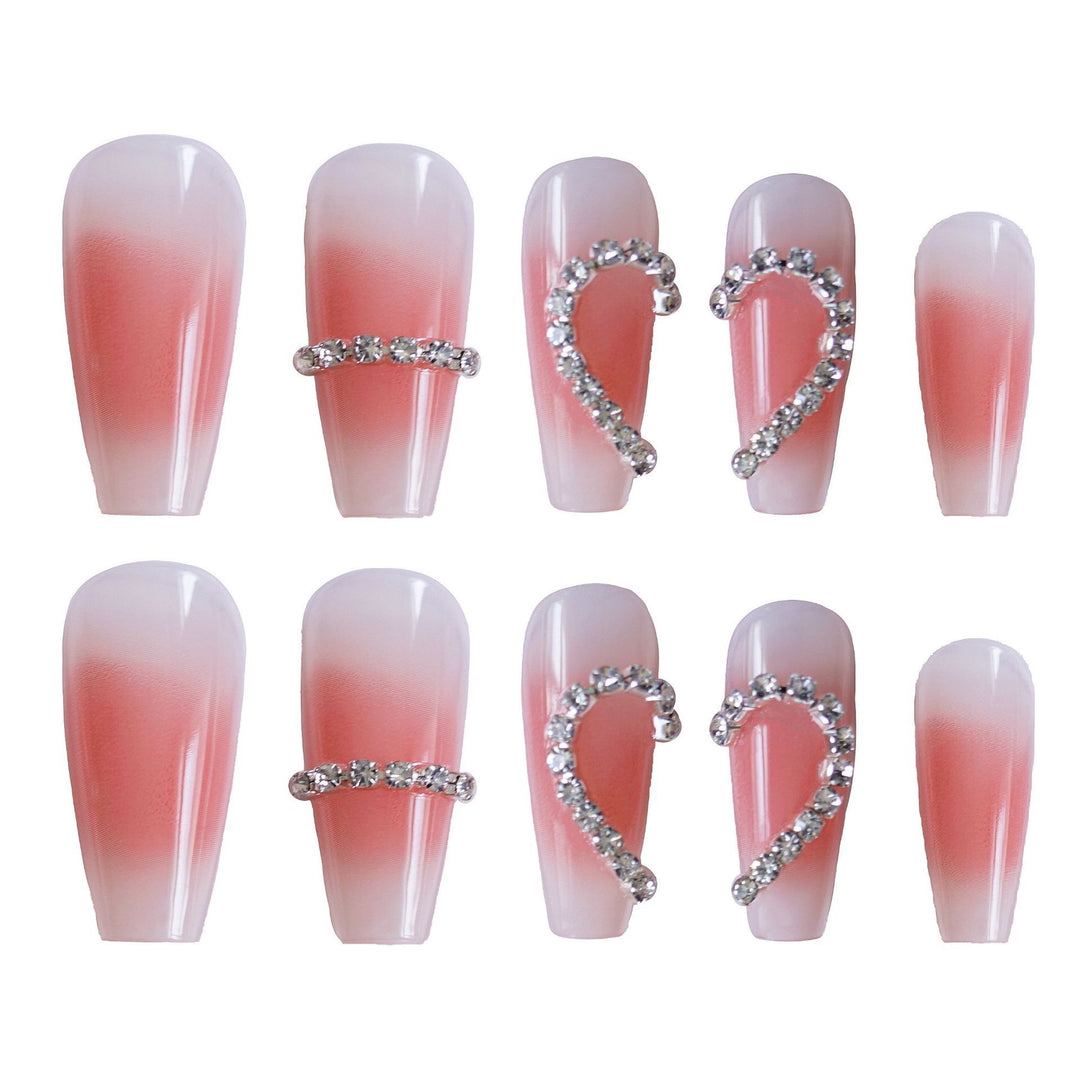 Heart-Embellished Press-On Nail Art Set Kalsten