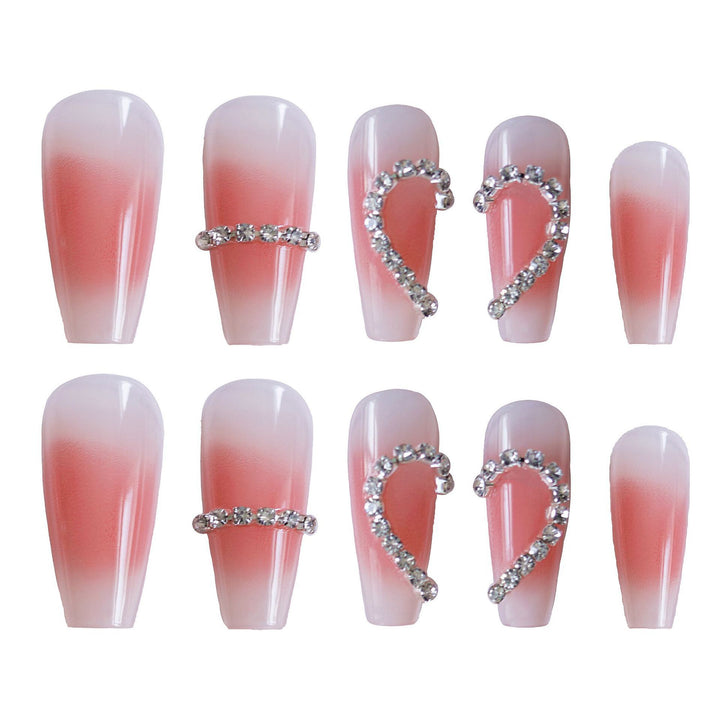Heart-Embellished Press-On Nail Art Set Kalsten