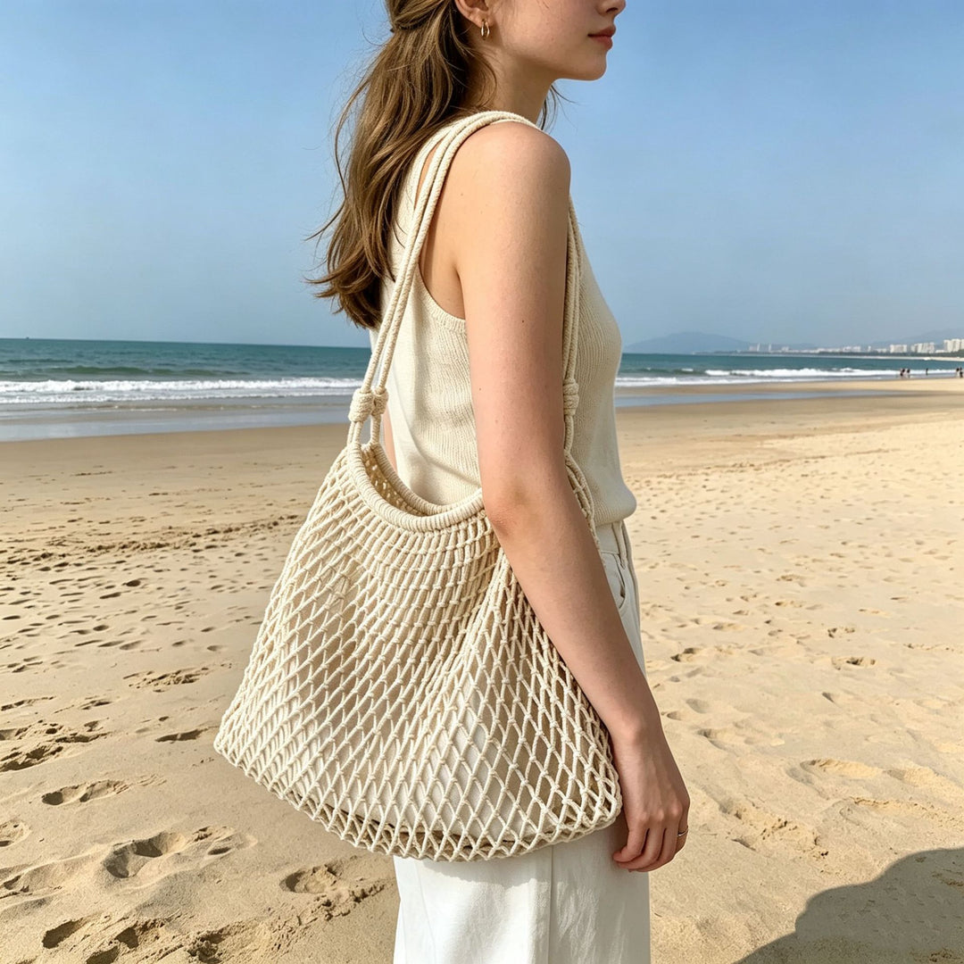 Mesh Beach Tote with Adjustable Drawstring Kalsten