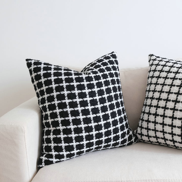 Woven Checkered Throw Pillow for Home Decor