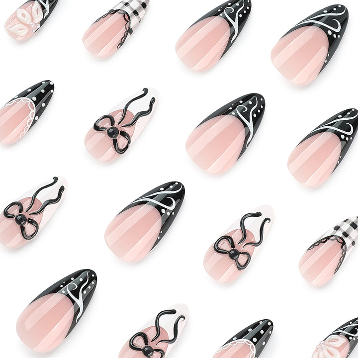 Artful stiletto nails with floral and geometric accents Kalsten