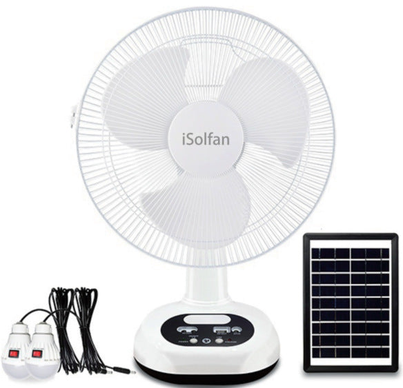 Women's solar-powered table fan with integrated LED lighting and remote control Kalsten