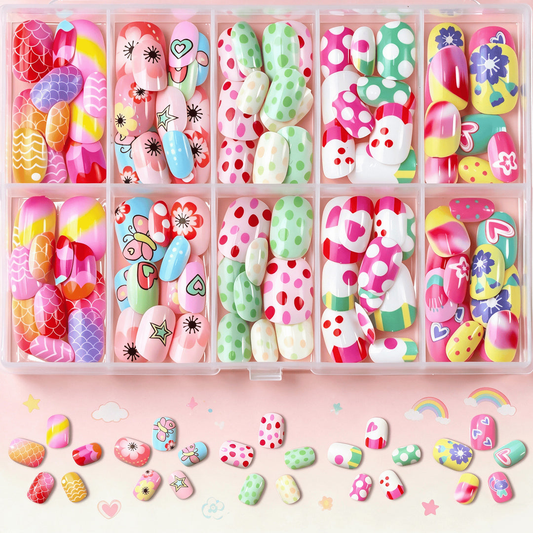Vibrant Cartoon-Themed Press-On Nail Art Collection Kalsten