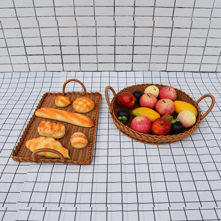 Handcrafted Woven Serving Tray Set Kalsten