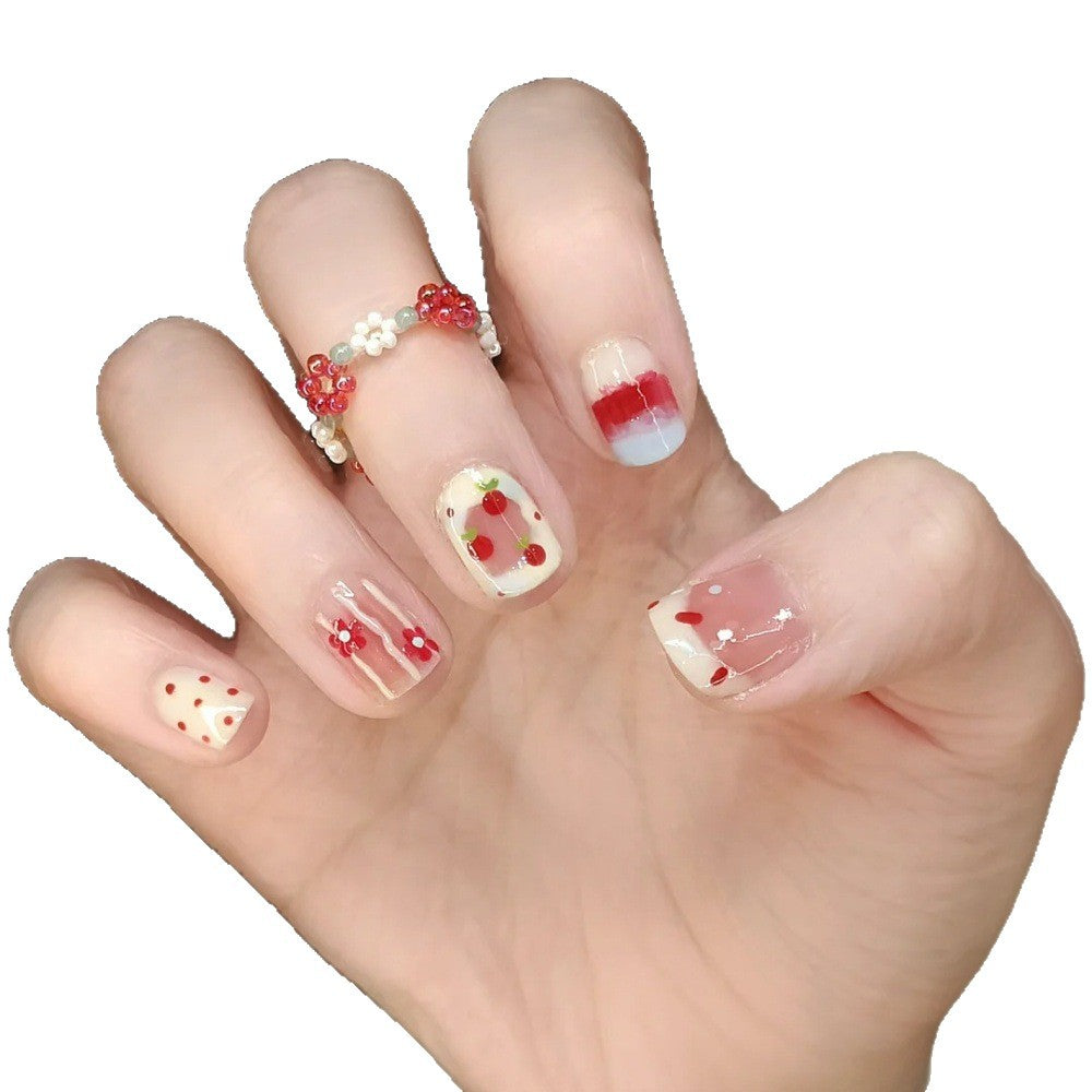 Artistic Floral and Gemstone Press-On Nail Set Kalsten