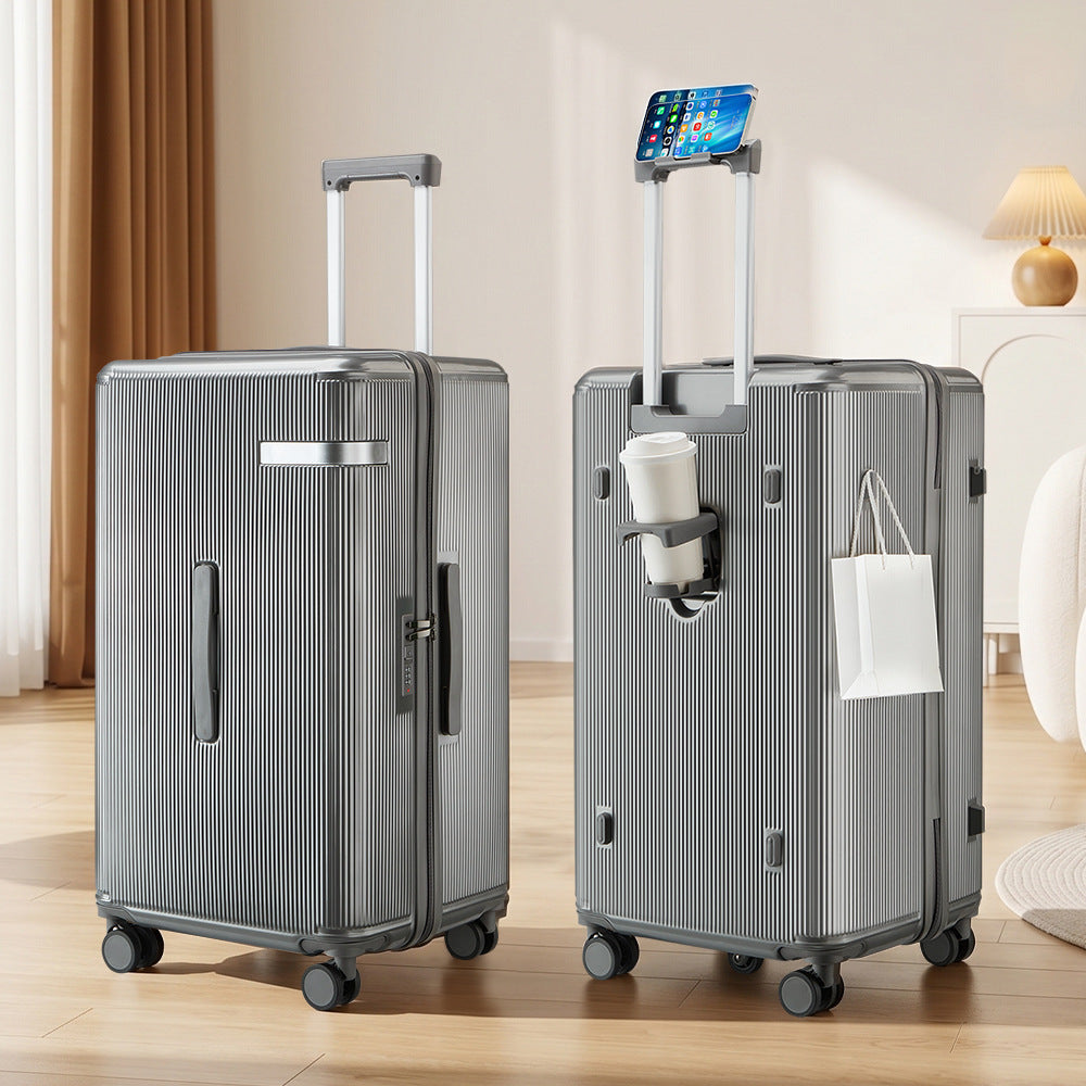 Ridged Hard Shell Rolling Carry-On Suitcase