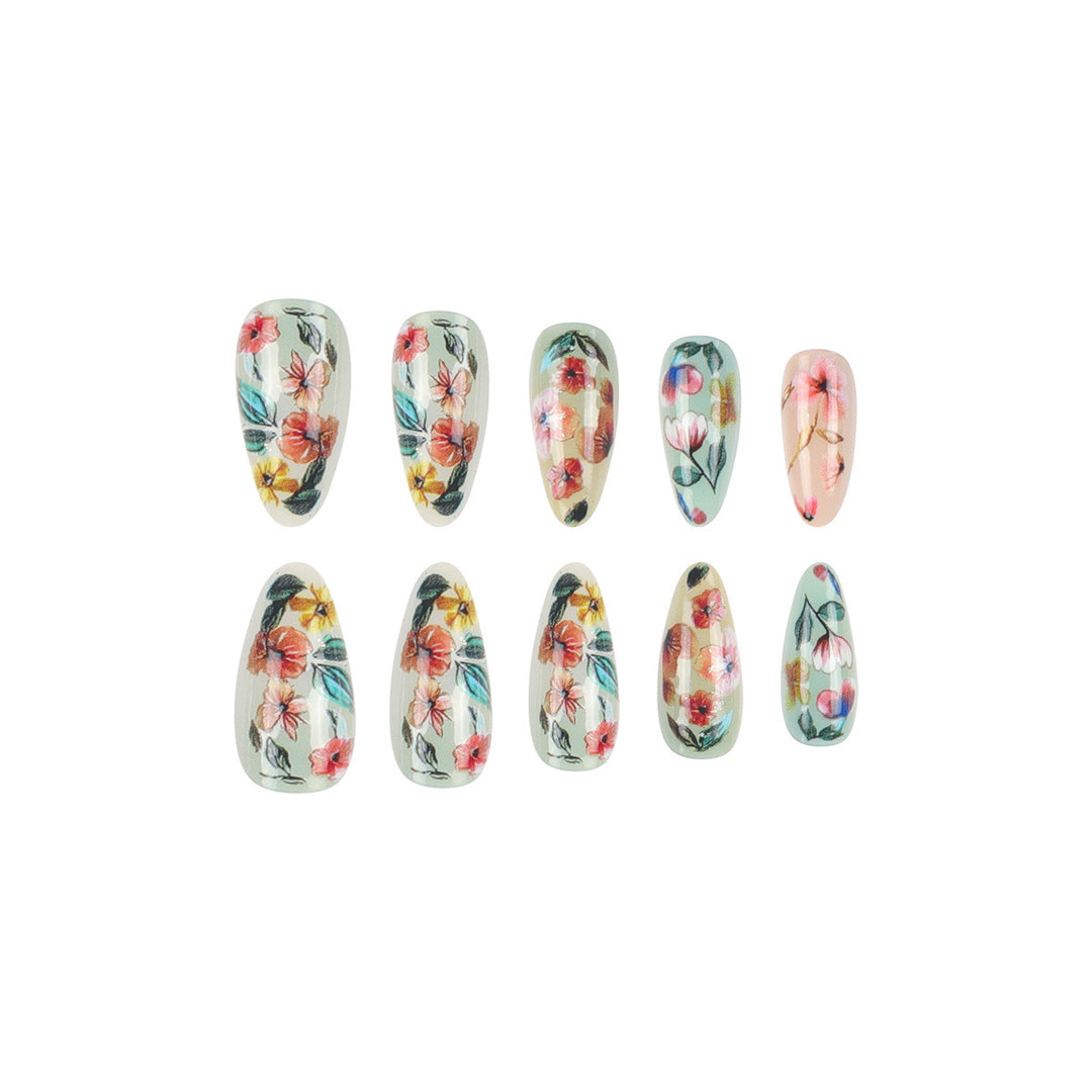 Floral Stiletto Press-On Nails Kalsten