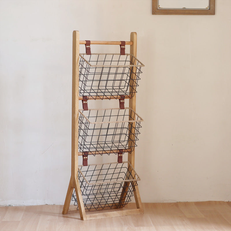 High-quality storage tower made of wood with metal baskets Kalsten