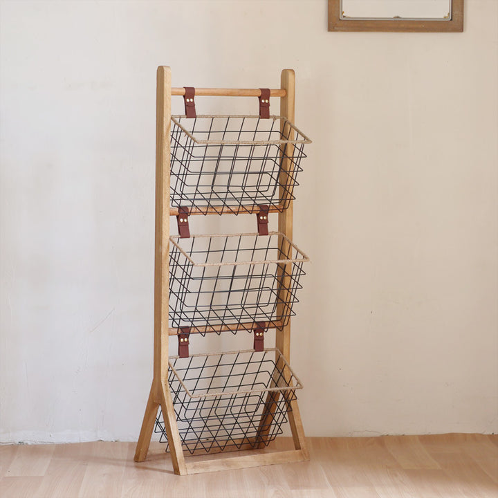 High-quality storage tower made of wood with metal baskets Kalsten