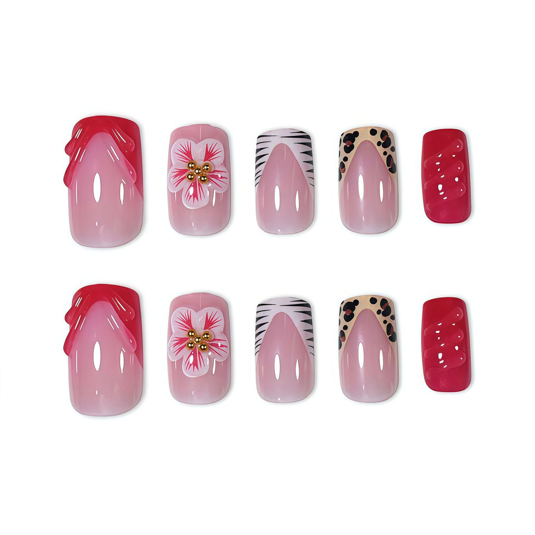 Decorative Press-On Nail Art with Floral Designs Kalsten