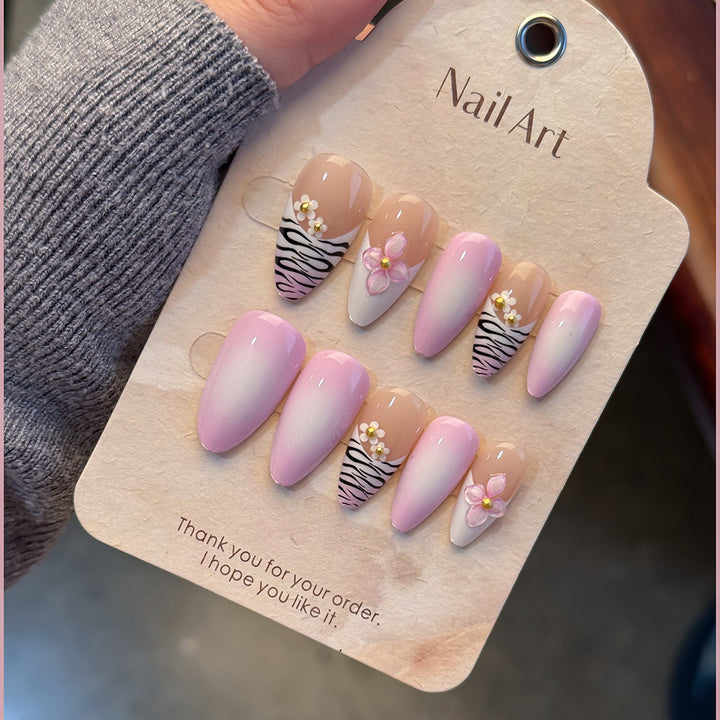 Elegant Floral Embellished Press-On Nails Kalsten