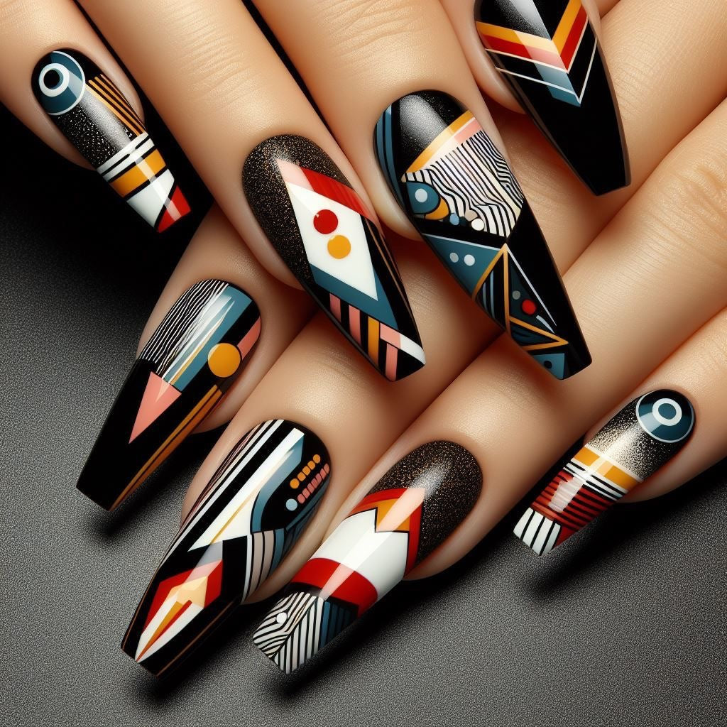 Artificial nails with creative tribal design Kalsten