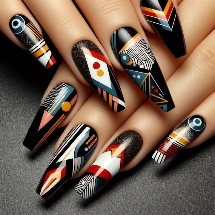 Artificial nails with creative tribal design Kalsten
