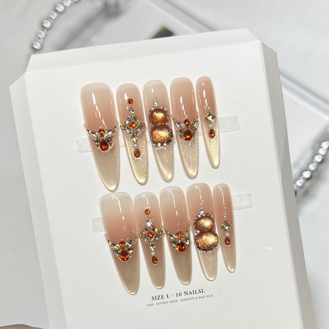 Decorative Stiletto Press-On Nail Set with Gemstone Accents Kalsten 1788224085