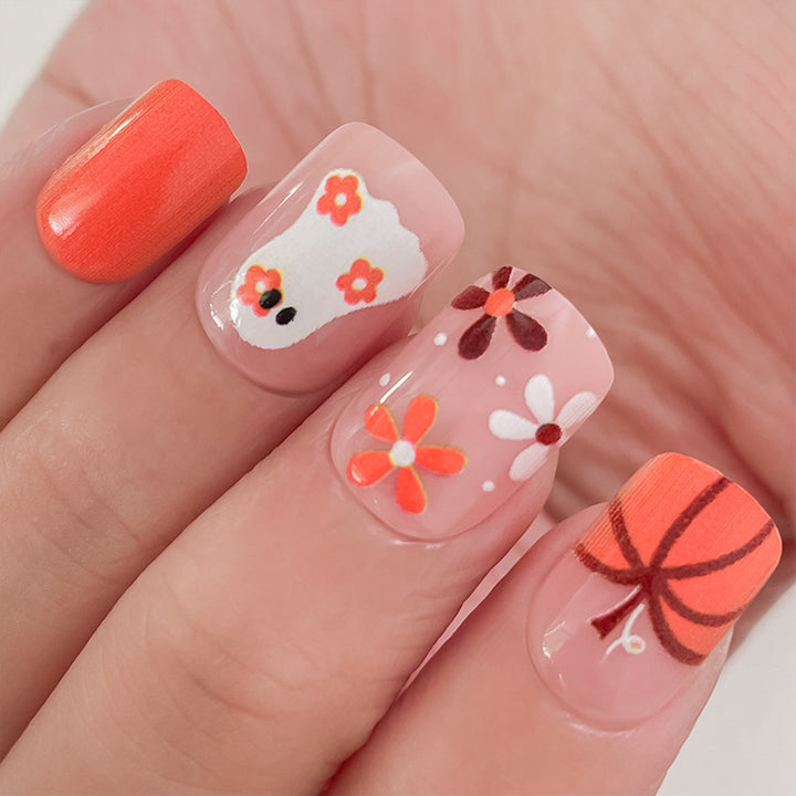 Artistic Press-On Nail Set with Halloween Themed Designs Kalsten