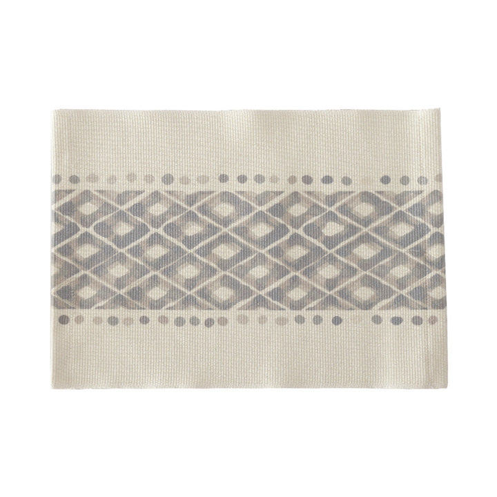 Woven rectangular table set made of cotton blend with central diamond band