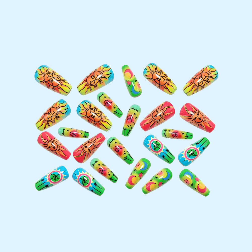 Creative neon-themed art nails with fantastic patterns Kalsten