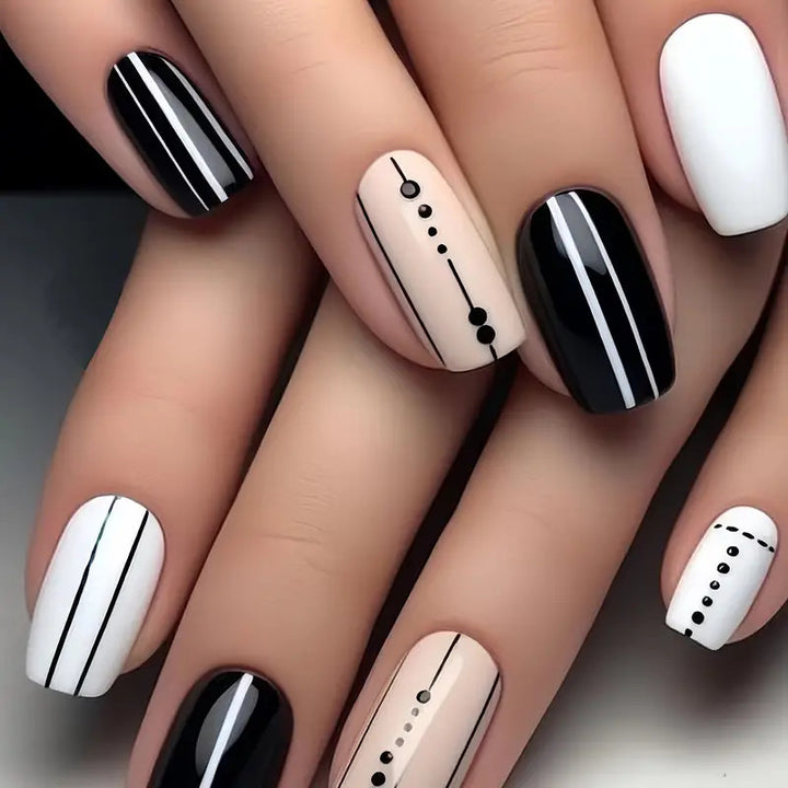 Artistic Geometric Press-On Nail Art Kalsten