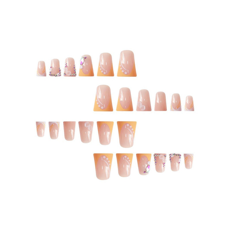 Floral Rhinestone Press-On Nails Kalsten