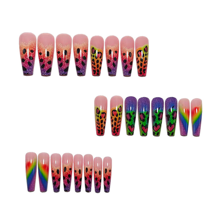 Artificial nails with colorful leopard patterns and glitter effects Kalsten