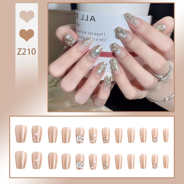 Artificial nail set with elegant pearl and glitter design Kalsten