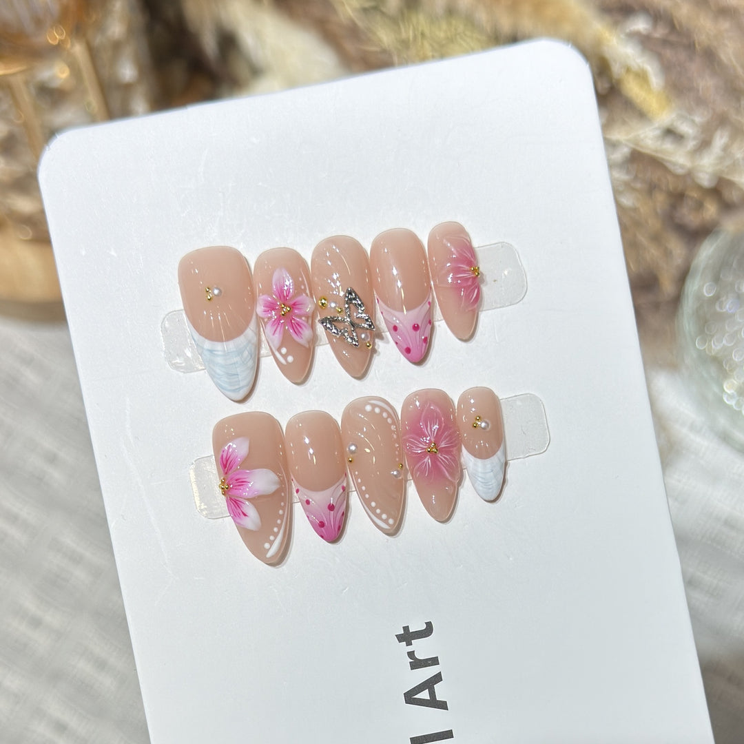 Floral Accent Press-On Nail Art Set Kalsten